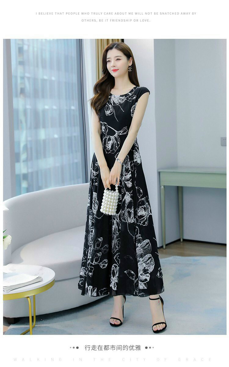 ĐẦM MAXI DÁNG DÀI HỌA TIẾT CAO CẤP-HN1136